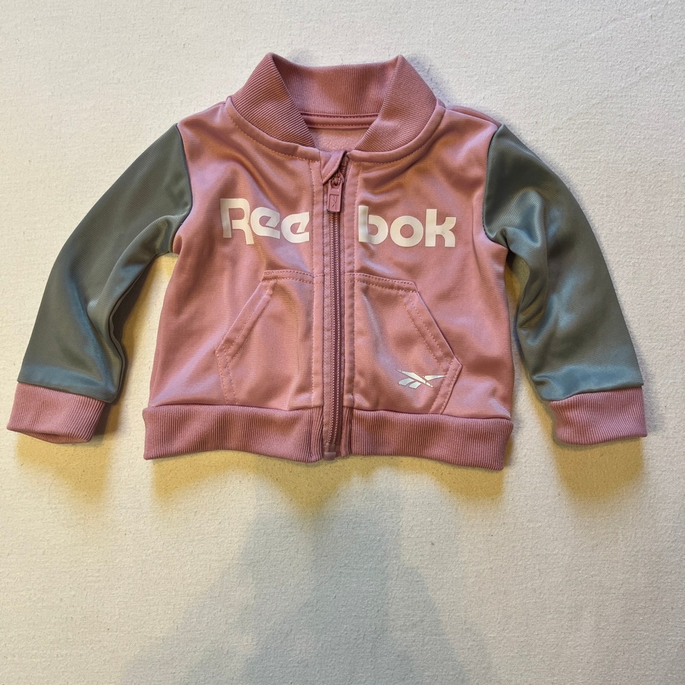 Reebok Baby Jacket 0/3 Months Pink & Gray Zip‎ Up